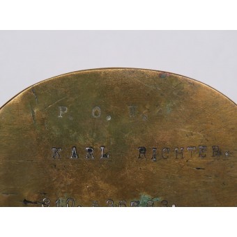 La etiqueta de identificación de un prisionero de guerra alemán durante la Primera Guerra Mundial en el cautiverio estadounidense.. Espenlaub militaria