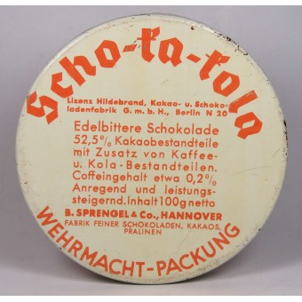 Wehrmacht armé chokladburk - 1938 - Scho-ka-kola, Sprengel, Hannover. Espenlaub militaria