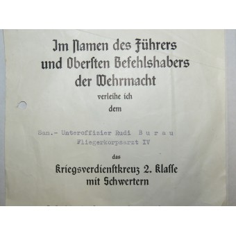 Två prisdokument till Luftwaffe Medical Unteroffizier. Espenlaub militaria
