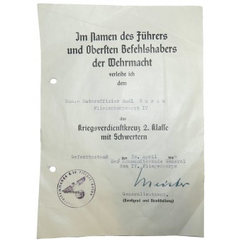 Set van 2 award -documenten aan Luftwaffe Medical Unteroffizier. Espenlaub militaria