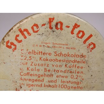 Scho-ka-Kola 1941 suklaa tölkki alkuperäisellä sisällöllä, Wehrmacht. Espenlaub militaria