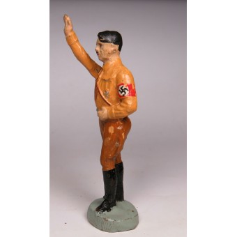 Het Adolf Hitler -beeldje in het vroege bruin uniform met bewegende hand, elastolin. Espenlaub militaria