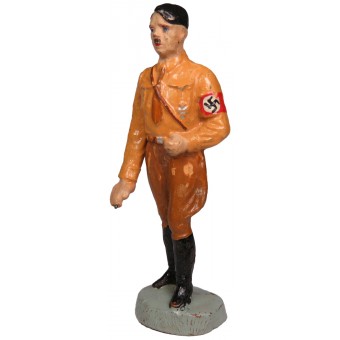 Adolf Hitler-figur i tidig brun uniform med rörlig hand, Elastolin. Espenlaub militaria