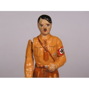 Het Adolf Hitler -beeldje in het vroege bruin uniform met bewegende hand, elastolin. Espenlaub militaria