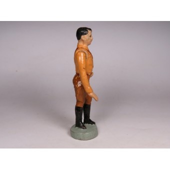 La figurina di Adolf Hitler in uniforme marrone precoce con mano in movimento, elastolina. Espenlaub militaria