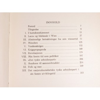 Adolf Hitlerin kirja Min Kamp norjalaisessa. Oslo 1942. Espenlaub militaria