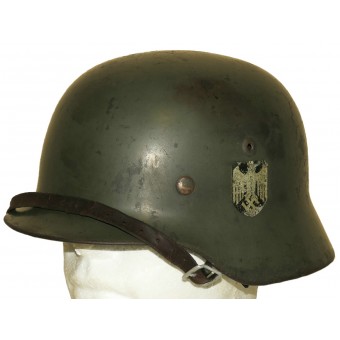 Wehrmacht m35 NS64/E.084 Teräskypärä, täydellinen, tuplatarrausmerkki. Espenlaub militaria