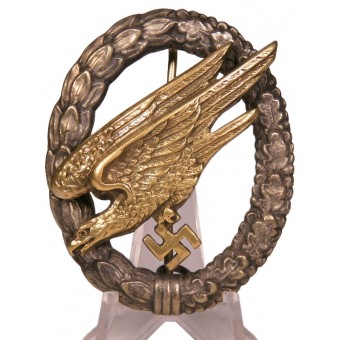 Distintivo da paracadutista della Luftwaffe C E Juncker. Buntmetall. Espenlaub militaria