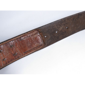 Wehrmacht Leather Belt with Buckle by Gebrüder Deyhle, Schwäbisch Gmünd. Espenlaub militaria