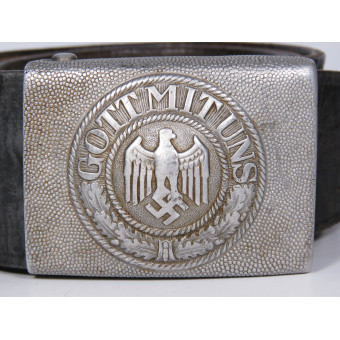 Wehrmacht Leather Belt with Buckle by Gebrüder Deyhle, Schwäbisch Gmünd. Espenlaub militaria
