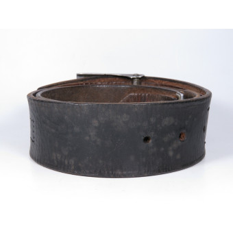 Wehrmacht Leather Belt with Buckle by Gebrüder Deyhle, Schwäbisch Gmünd. Espenlaub militaria