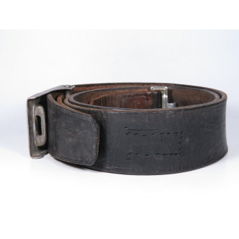 Wehrmacht Leather Belt with Buckle by Gebrüder Deyhle, Schwäbisch Gmünd. Espenlaub militaria