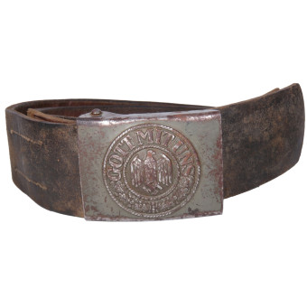 Стальной ремень Вермахта с пряжкой в заводском окрасе. Espenlaub militaria