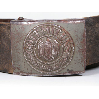 Стальной ремень Вермахта с пряжкой в заводском окрасе. Espenlaub militaria