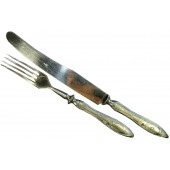Spoon and fork with soviet symbolic