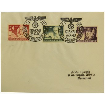 Envelope of the first day dedicated to the anniversary of the first year of the Generalgouvernement. Espenlaub militaria