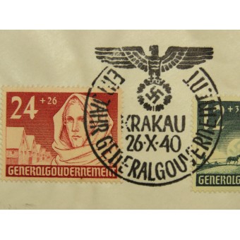 Envelope of the first day dedicated to the anniversary of the first year of the Generalgouvernement. Espenlaub militaria