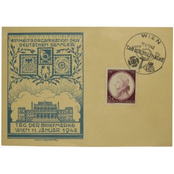 Ensimmäisen päivän postikortti, joka on omistettu Wienin postimerkin päivälle 11. tammikuuta 1942. Espenlaub militaria
