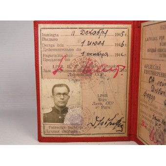 NKVD del lettone SSR ID certificato. Commissariato del Popolo degli Affari Interni del 1945.. Espenlaub militaria