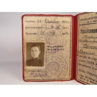 ID-certificaat van de vervoersafdeling van de NKVD. Officier.. Espenlaub militaria
