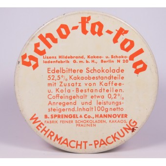 Scho-ka-kola chocolate para Wehrmacht 1938. B. Sprengel & Co. Espenlaub militaria