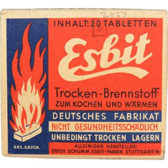 Упаковка сухого спирта для горелок Esbit, для Вермахта. Espenlaub militaria
