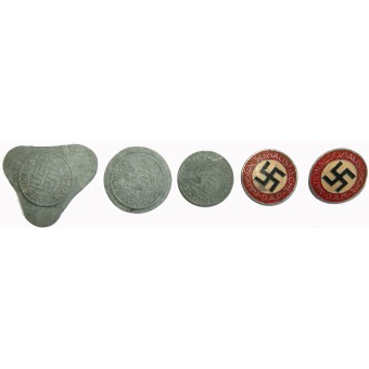 4 Unfinished +1 finished N.S.D.A.P badges of M1/92 RZM-Karl Wild. Espenlaub militaria