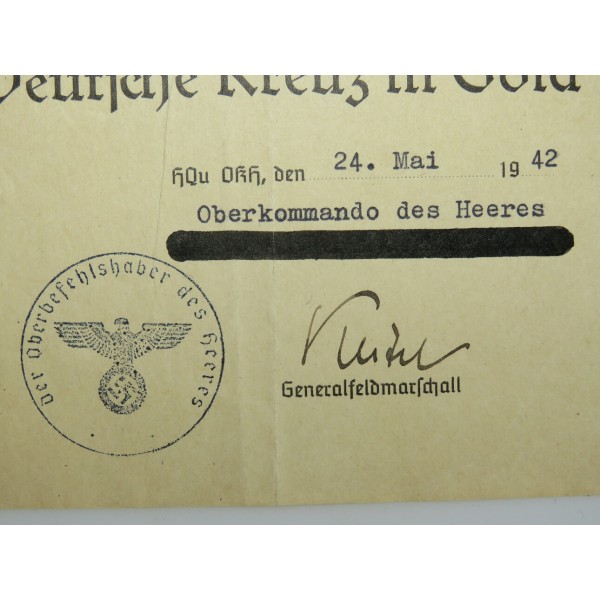 Set of a holder of the German Cross in gold Pz Pi BTL 37