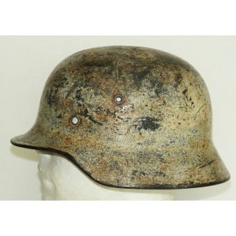 Стальной шлем Вермахта M40 в зимнем камуфляже ET 62. Espenlaub militaria