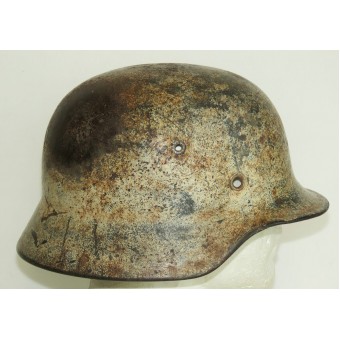 Стальной шлем Вермахта M40 в зимнем камуфляже ET 62. Espenlaub militaria