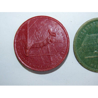 Set of Deutsches Jugendherbergswerk cardboard tourist badges, Third Reich, Hitlerjugend. Espenlaub militaria