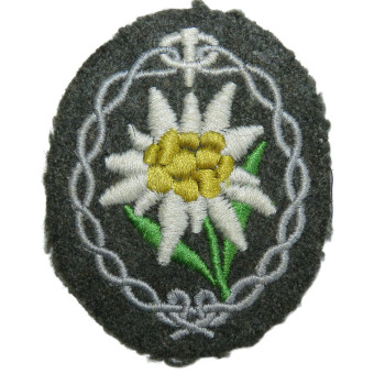Wehrmacht Gebirgsjäger sleeve badge, feldgrau. Espenlaub militaria