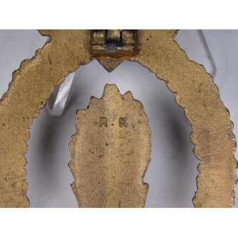 Minensucherkriegsabzeichen Rudolf Karneth R.K., цинк, золочение. Espenlaub militaria