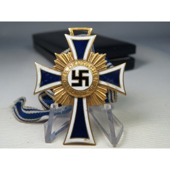 3e Reich Moeder Kruis in goud met originele doos met probleem R.Souval Wien. Espenlaub militaria
