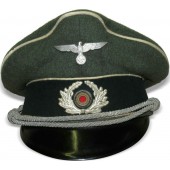 Wehrmachtin jalkaväen upseerien visiirihattu tavallisesta kenttäkankaasta.