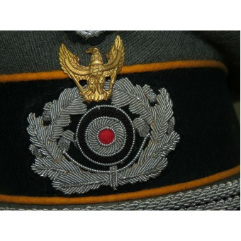Wehrmacht sombrero de visera de reconocimiento blindado con el escudo tradicional “Schwedter Adler”. Espenlaub militaria