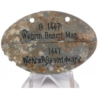 Etiqueta de identificación marina de Wehrmacht Beamte. Espenlaub militaria