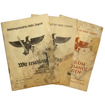 3 educational propaganda textbooks for the Hitler Youth. Espenlaub militaria