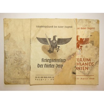 3 libri di testo di propaganda educativi per la Gioventù hitleriana. Espenlaub militaria