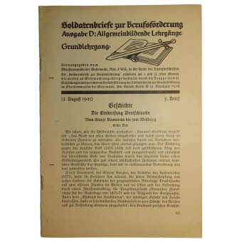 Bildungsbroschüre für Wehrmachtssoldaten. Ein Muss im Rucksack. Espenlaub militaria