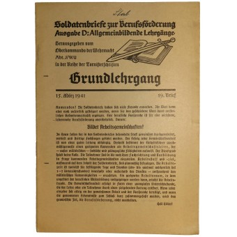 Soldatenbriefe zur Berufsförderung.15 März 1941. La serie di libri OKW bisaccia. Espenlaub militaria