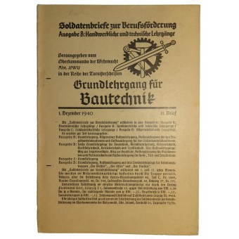 Soldados Carta a una publicación educativa para el tiempo libre para la Wehrmacht.. Espenlaub militaria