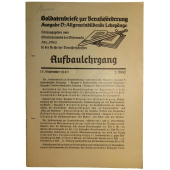 Wehrmacht -sotilaiden työkirjan vapaa -ajalle lukemiseen.. Espenlaub militaria