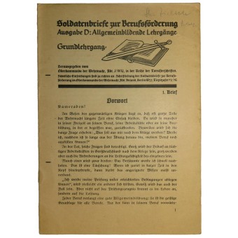 Koulutuskirjallisuus Wehrmacht -sotilaille. Ensimmäinen ongelma. Espenlaub militaria