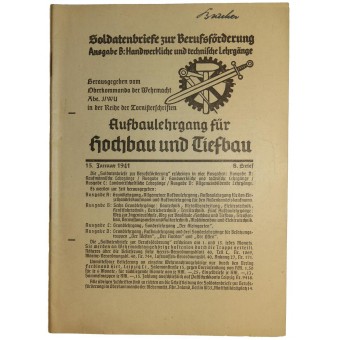 Wehrmacht -sotilaiden tekninen oppikirja osa IV Soldatenbriefe Zur Berufsförderung.. Espenlaub militaria