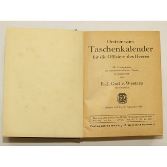 Oertzen-Taschentagebuch für die Offiziere der Wehrmacht. Espenlaub militaria