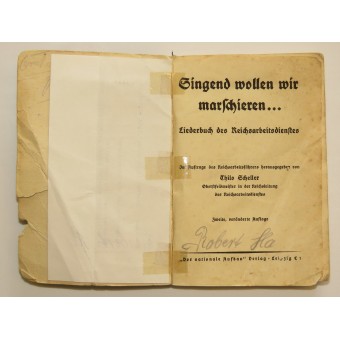 RAD:s sångbok med signaturer från arméns vänner. Espenlaub militaria