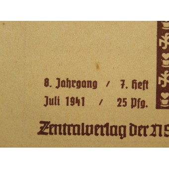 NSDAP: n kuukausittainen numero. Heinäkuu 1941 Nationalsozialistischer Volksdienst.. Espenlaub militaria