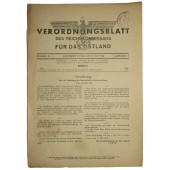 Official issue of the Reichkomissar for the occupied territories "Ostland" issued in Riga