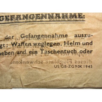 Dépliant US pour les soldats allemands: Passierschein-SAFE CONDUITE. Espenlaub militaria